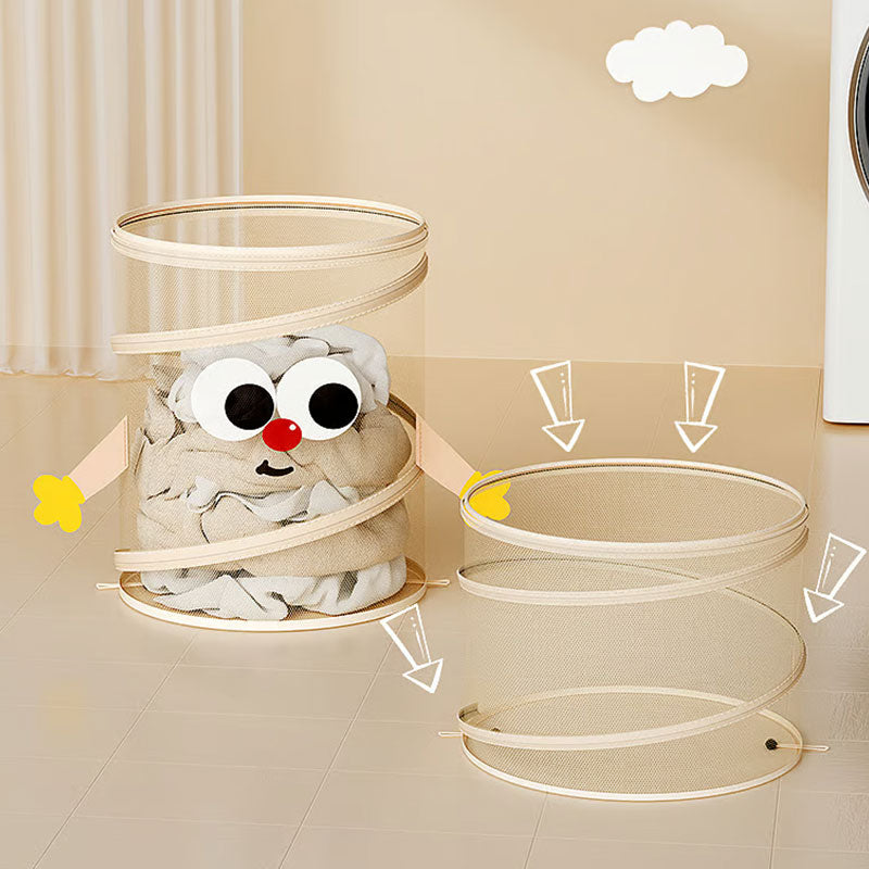 Söt stor hopfällbar tvättkorg i mesh