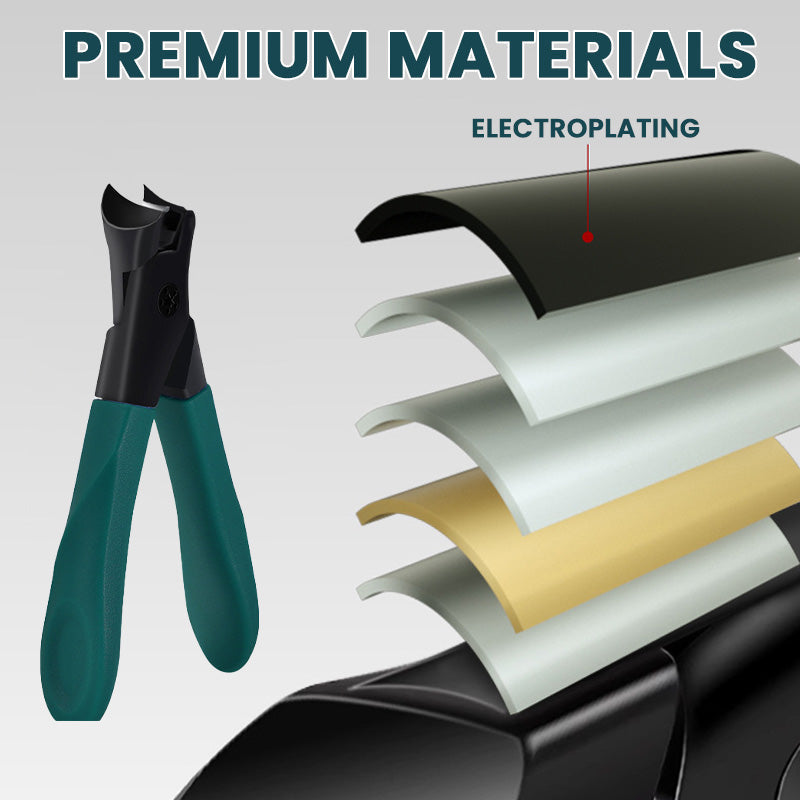 Vinklad nagelklippare med bred mun -- stänkskyddad och kraftig